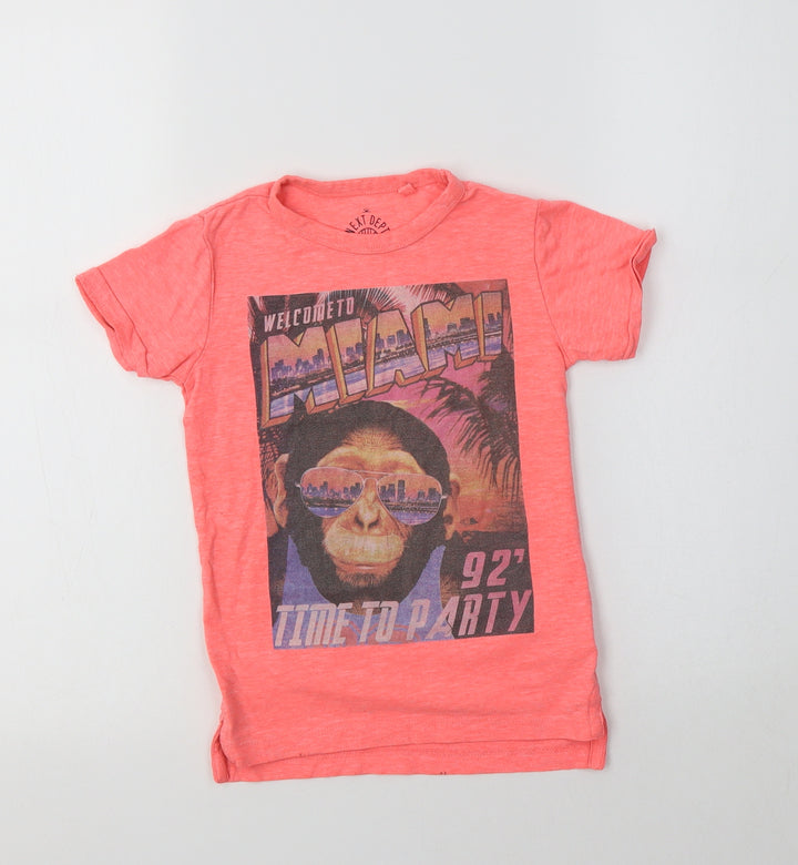 NEXT Girls Pink  Cotton Basic T-Shirt Size 3 Years Crew Neck  - Miami