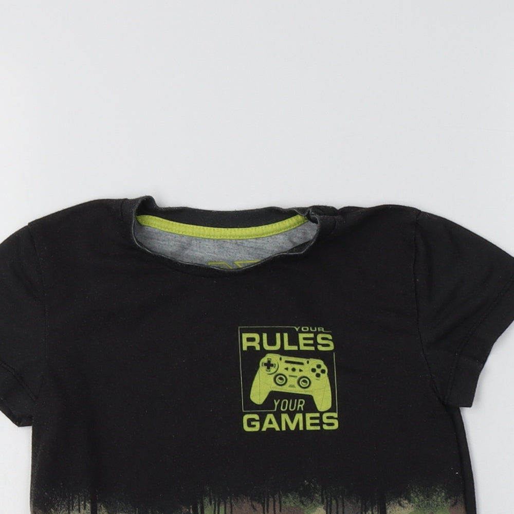 Matalan Boys Black Camouflage Polyester Basic T-Shirt Size 5 Years Crew Neck  - Your Rules