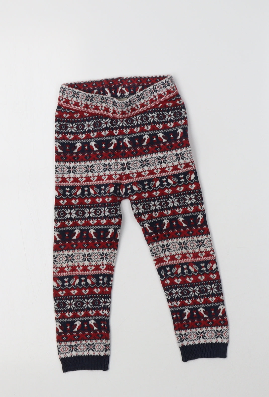 TU Girls Multicoloured Fair Isle Cotton Jegging Trousers Size 2-3 Years  Regular
