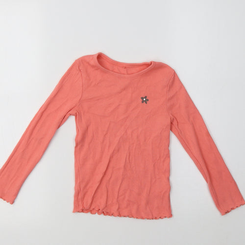 George Girls Pink  Cotton Basic Polo Size 5-6 Years Crew Neck