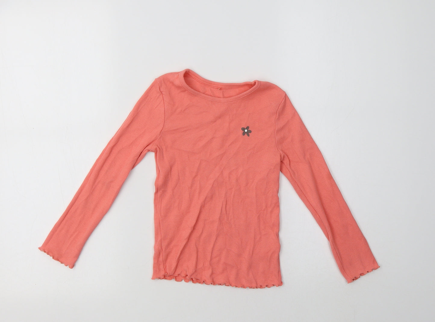 George Girls Pink  Cotton Basic Polo Size 5-6 Years Crew Neck