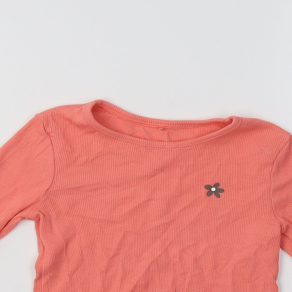 George Girls Pink  Cotton Basic Polo Size 5-6 Years Crew Neck