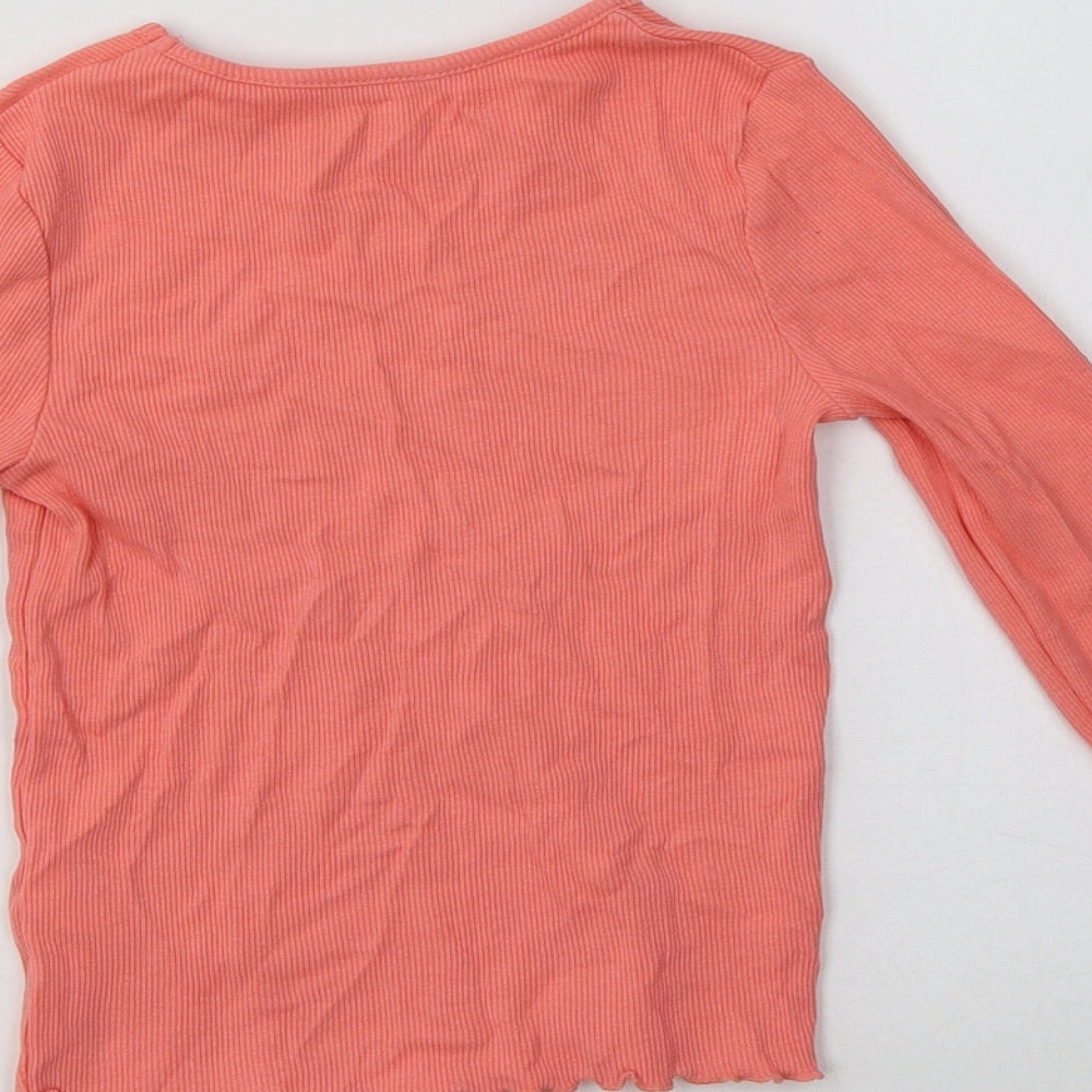 George Girls Pink  Cotton Basic Polo Size 5-6 Years Crew Neck