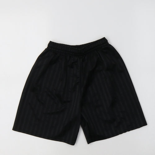 Preworn Boys Black Striped Polyester Sweat Shorts Size 9-10 Years  Regular
