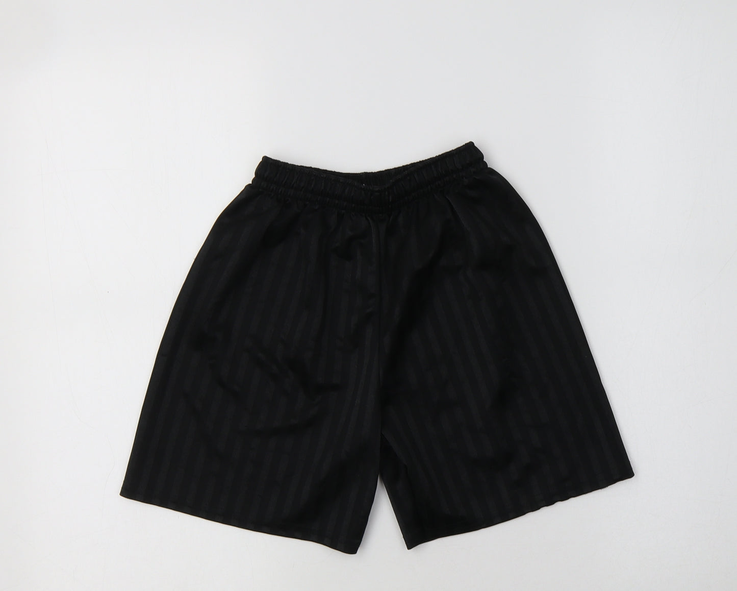 Preworn Boys Black Striped Polyester Sweat Shorts Size 9-10 Years  Regular