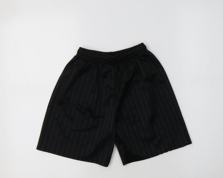 Preworn Boys Black Striped Polyester Sweat Shorts Size 9-10 Years  Regular