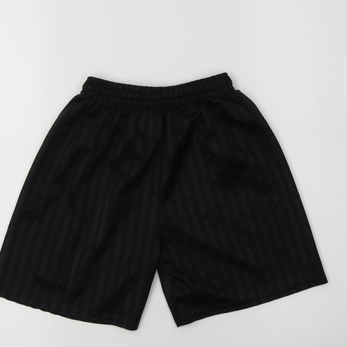 Preworn Boys Black Striped Polyester Sweat Shorts Size 9-10 Years  Regular