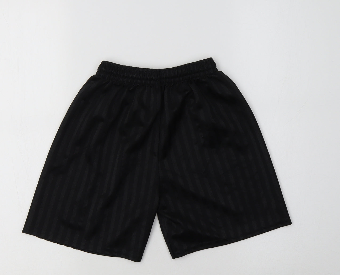 Preworn Boys Black Striped Polyester Sweat Shorts Size 9-10 Years  Regular