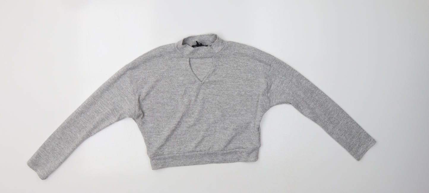 New Look Girls Grey Mock Neck  Polyester Pullover Jumper Size 12-13 Years