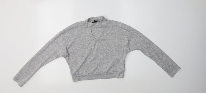 New Look Girls Grey Mock Neck  Polyester Pullover Jumper Size 12-13 Years
