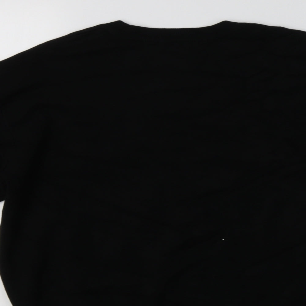 GUESS Womens Black Crew Neck  Nylon Pullover Jumper Size M