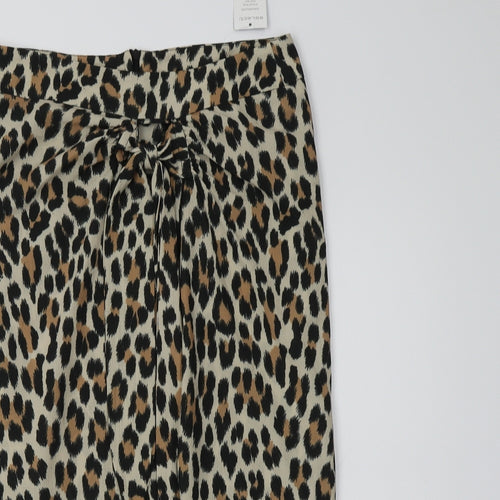 Select Womens Brown Animal Print Polyester Swing Skirt Size 12