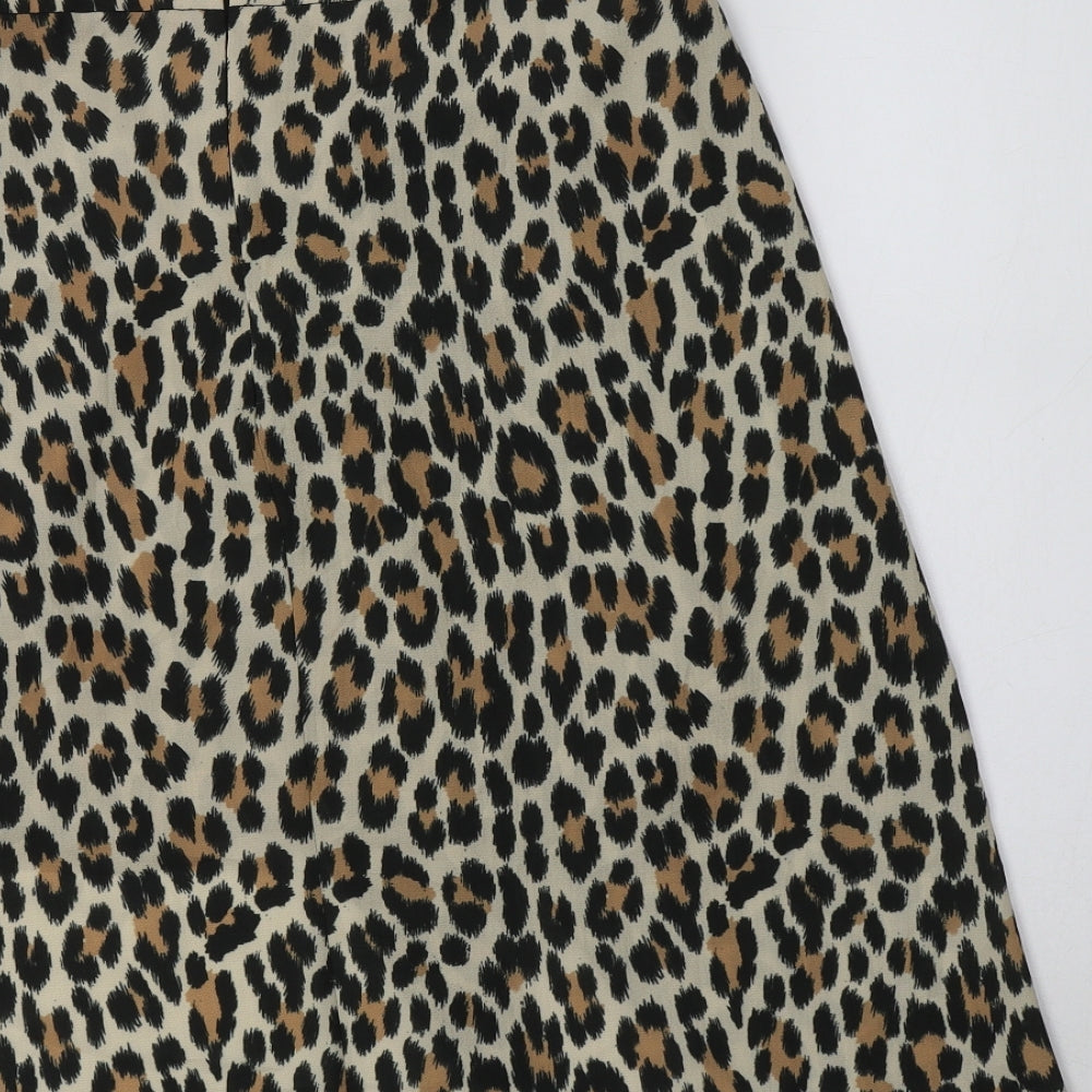 Select Womens Brown Animal Print Polyester Swing Skirt Size 12