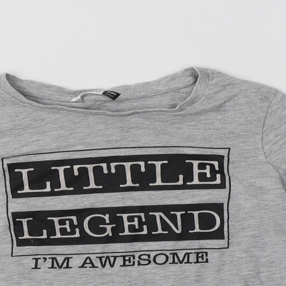 Pep & Co Boys Grey  Cotton Basic T-Shirt Size 5-6 Years Crew Neck  - Legend