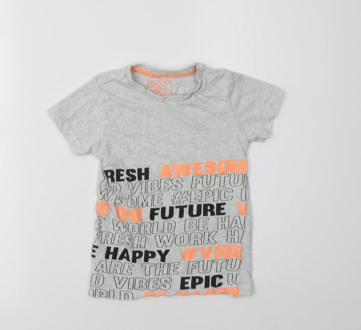 Matalan Boys Grey Cotton Basic T-Shirt Size 5 Years Crew Neck