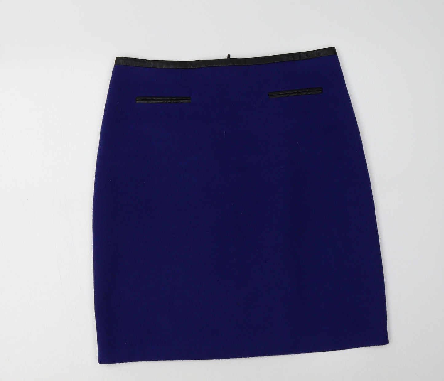 M&S Womens Blue  Polyester Straight & Pencil Skirt Size 10