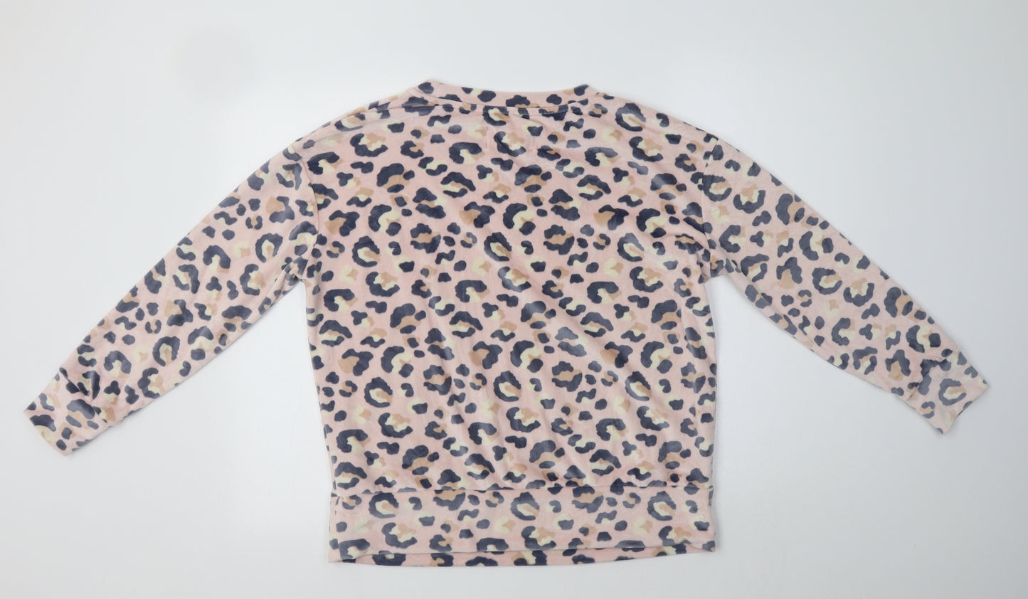 George Womens Pink Animal Print Polyester Top Lounge Set Size 10