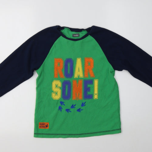 Studio Boys Green Colourblock Polyester Henley Sweatshirt Size 8-9 Years