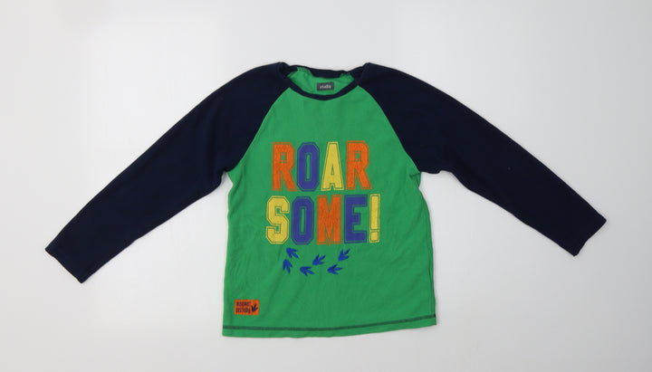 Studio Boys Green Colourblock Polyester Henley Sweatshirt Size 8-9 Years
