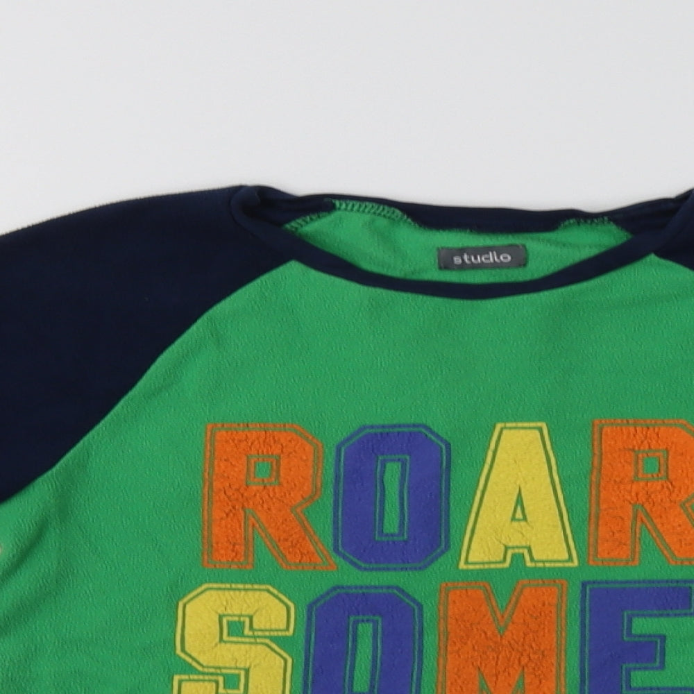 Studio Boys Green Colourblock Polyester Henley Sweatshirt Size 8-9 Years