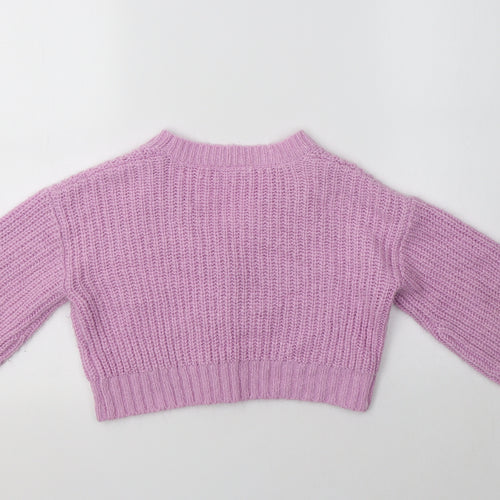 Matalan Girls Purple V-Neck  Acrylic Cardigan Jumper Size 6 Years