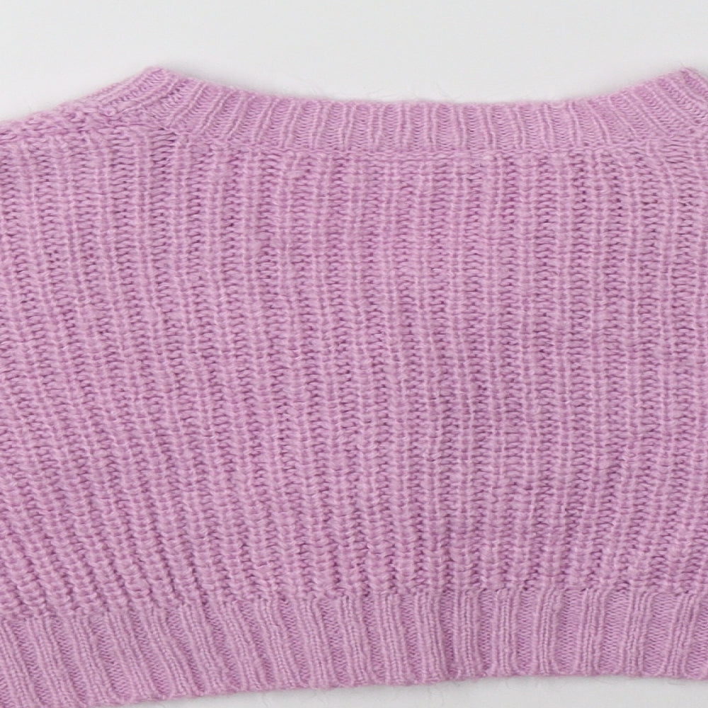 Matalan Girls Purple V-Neck  Acrylic Cardigan Jumper Size 6 Years