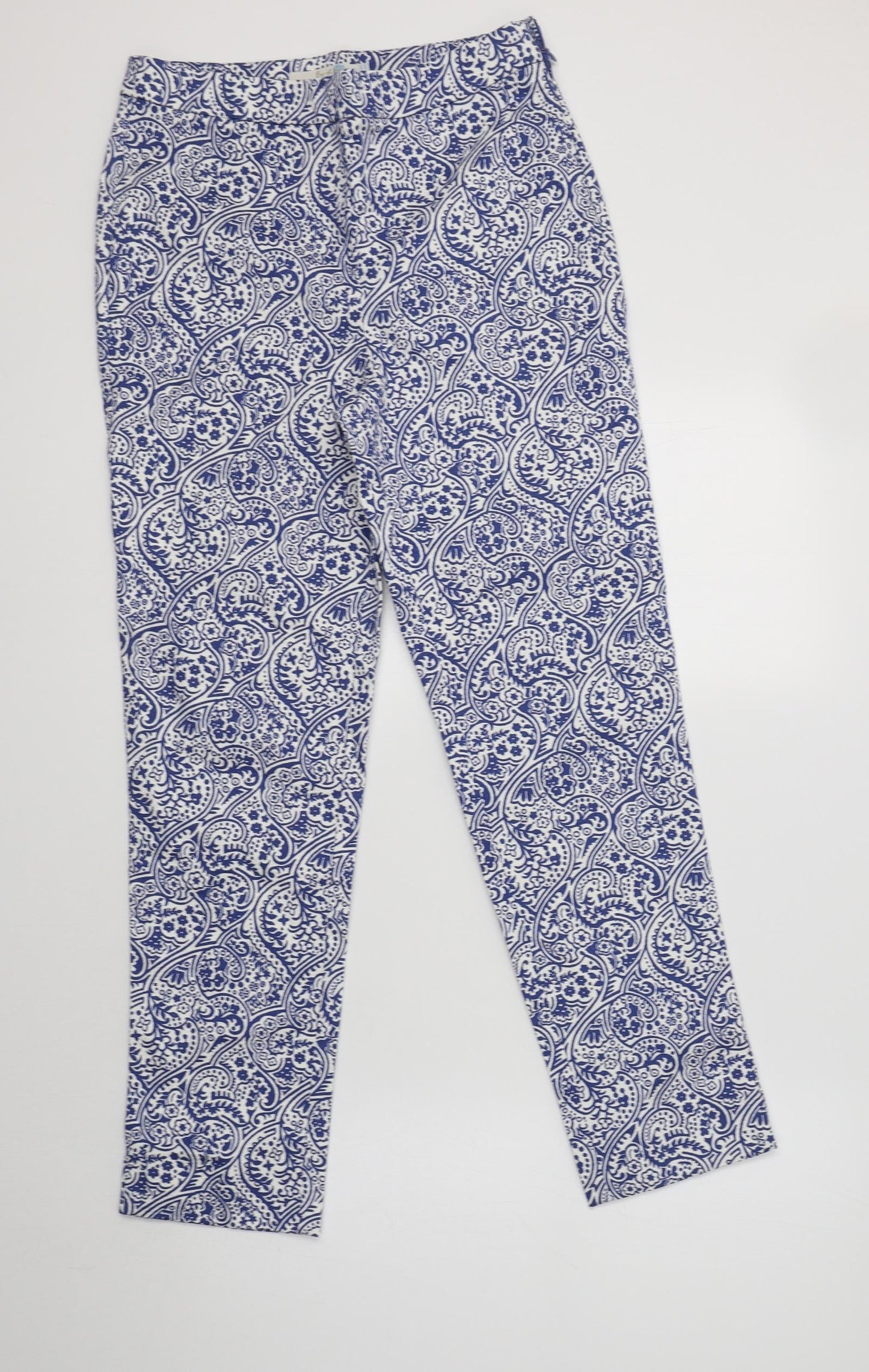 Boden Womens Blue Paisley Cotton Trousers  Size 8 L28 in Regular