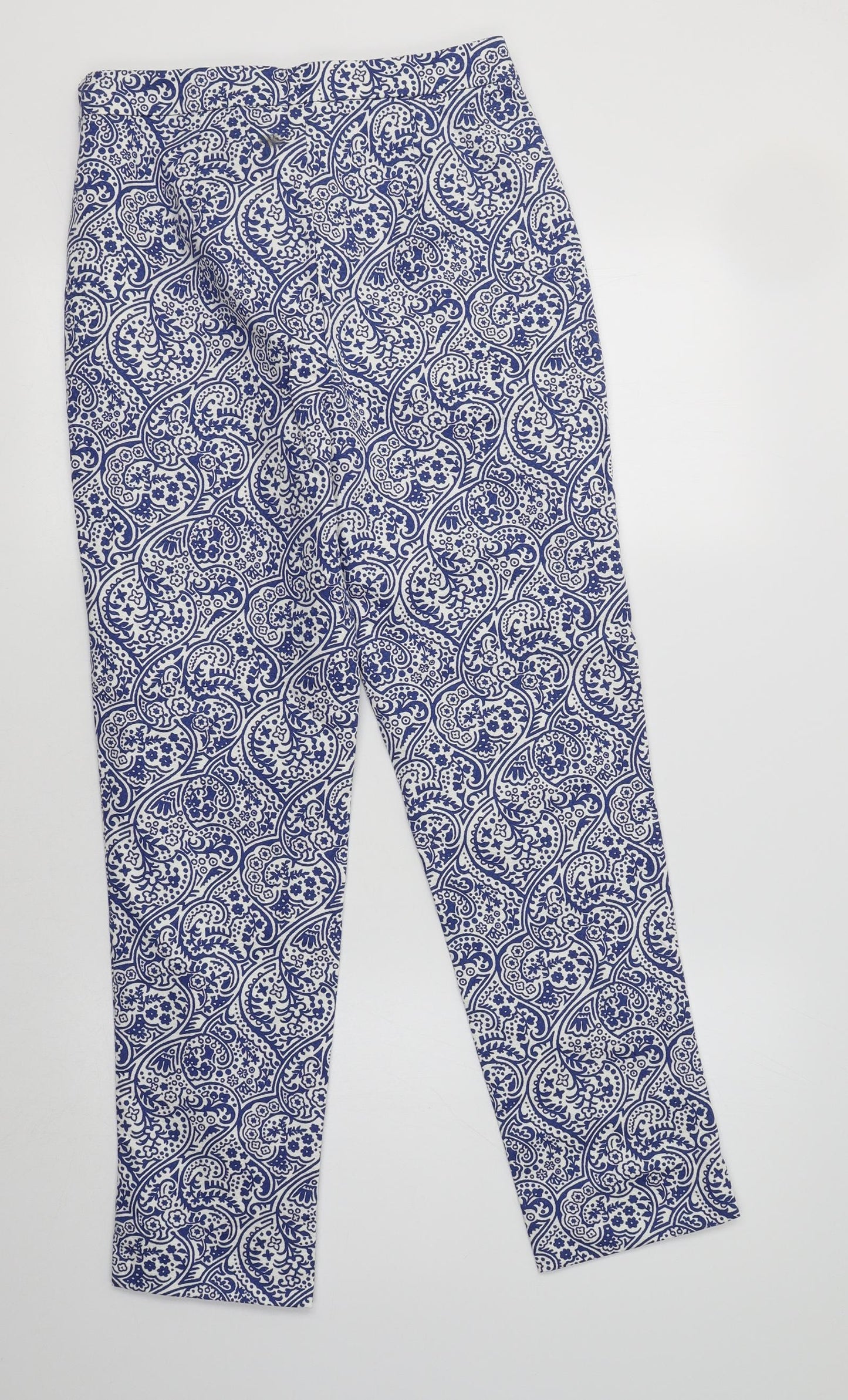 Boden Womens Blue Paisley Cotton Trousers  Size 8 L28 in Regular
