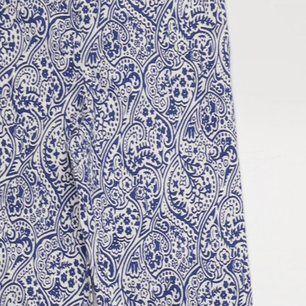 Boden Womens Blue Paisley Cotton Trousers  Size 8 L28 in Regular