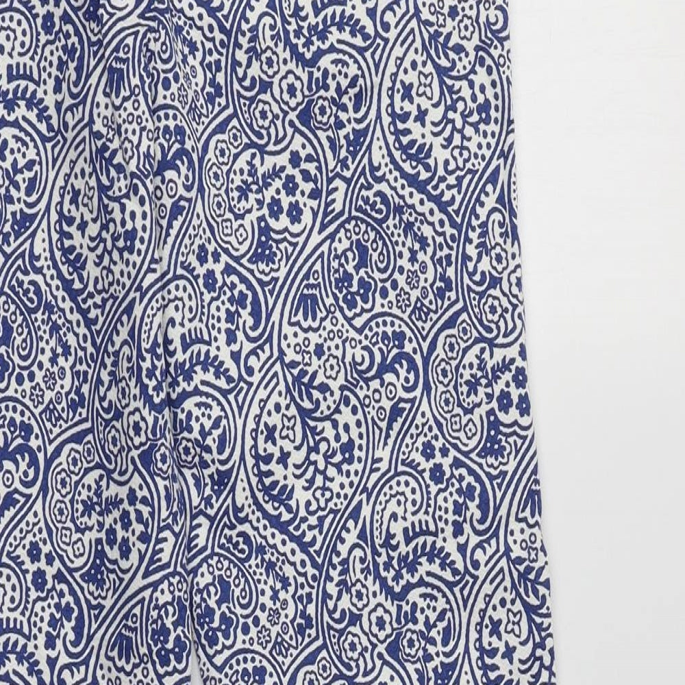Boden Womens Blue Paisley Cotton Trousers  Size 8 L28 in Regular