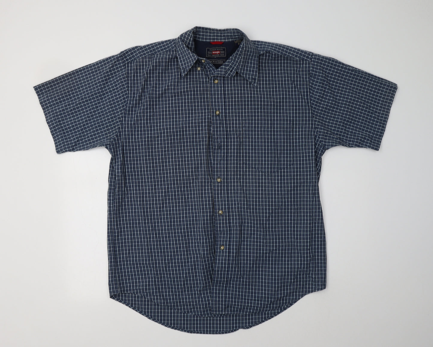 Wrangler Mens Blue Check Cotton  Button-Up Size M Collared