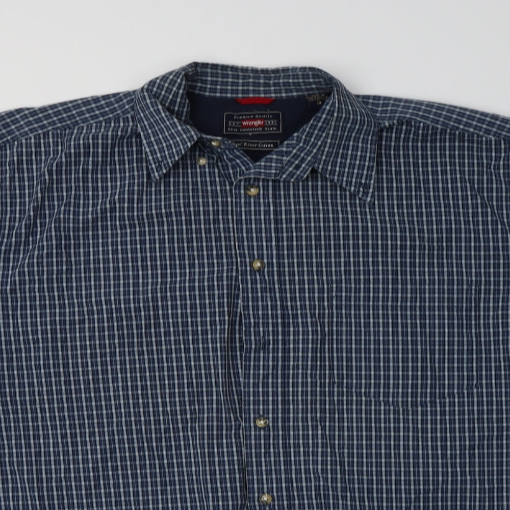 Wrangler Mens Blue Check Cotton  Button-Up Size M Collared