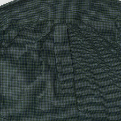 Haggar Mens Green Check Cotton  Button-Up Size L Collared