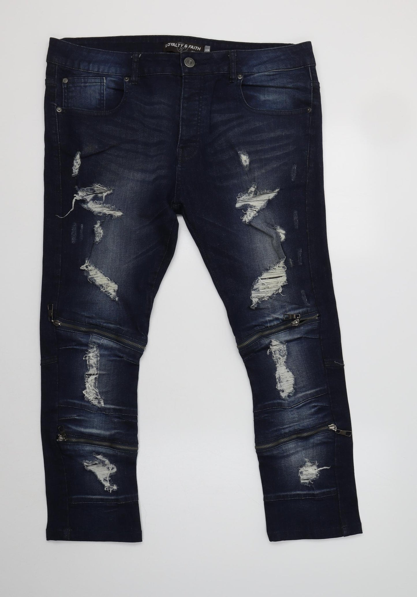 Loyalty & Faith Mens Blue  Cotton Straight Jeans Size 38 L29 in Regular