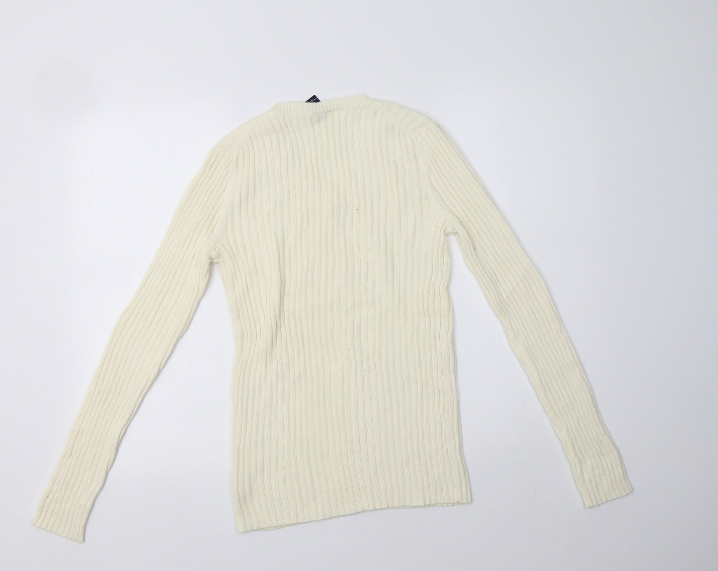 Gap Womens Ivory V-Neck  Cotton Pullover Jumper Size XS