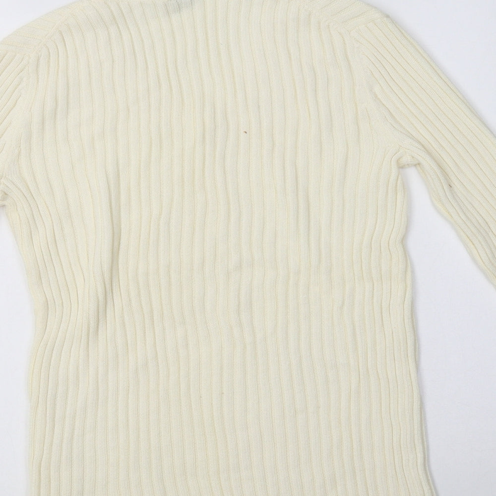 Gap Womens Ivory V-Neck  Cotton Pullover Jumper Size XS