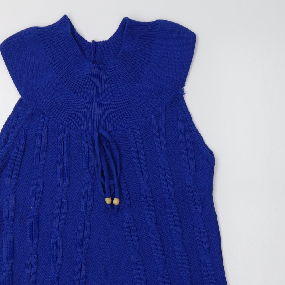 Preworn Womens Blue Round Neck  Acrylic Pullover Jumper Size 18