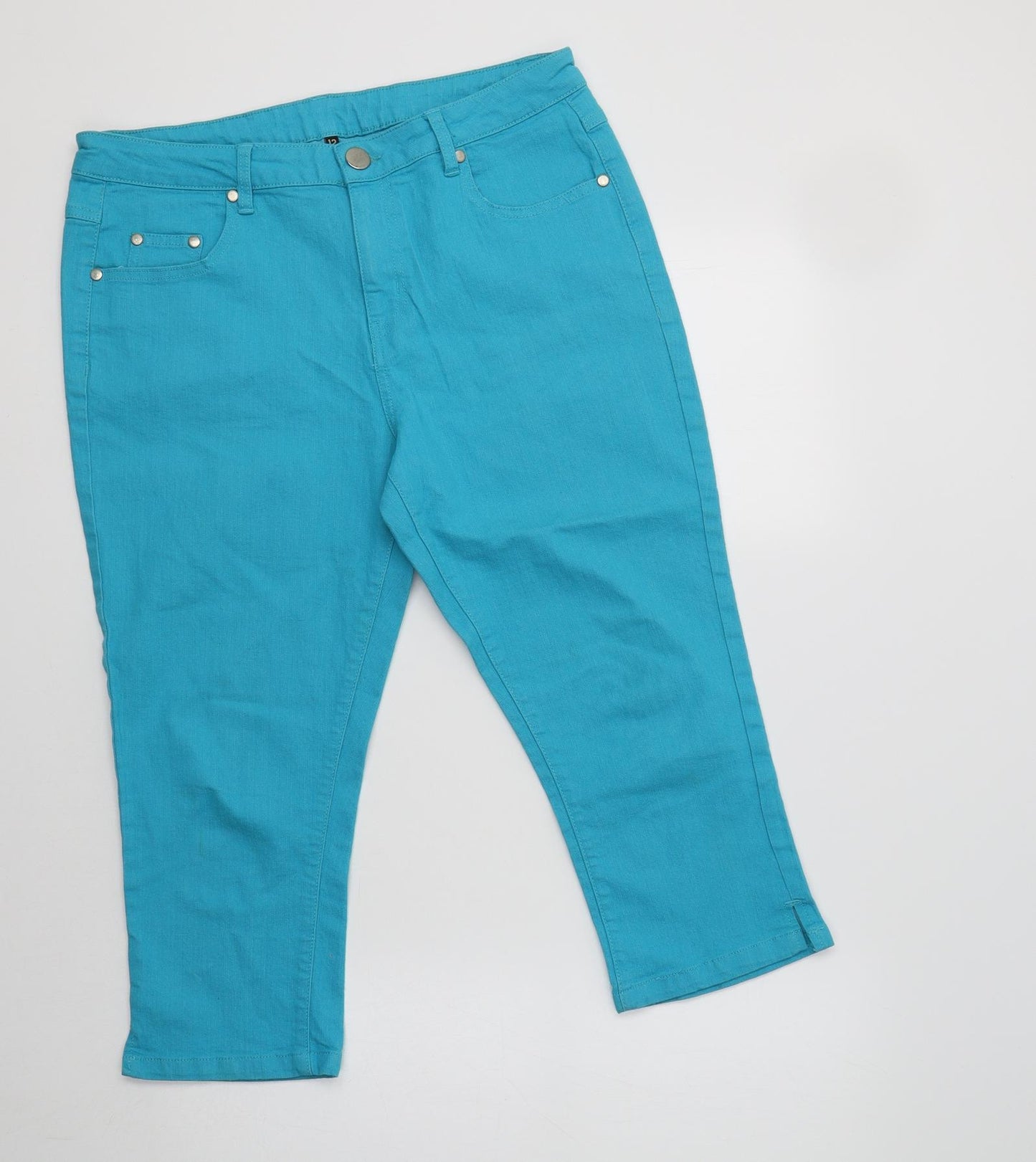 Preworn Womens Blue  Cotton Cropped Trousers Size 12 L21 in Regular