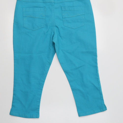 Preworn Womens Blue  Cotton Cropped Trousers Size 12 L21 in Regular