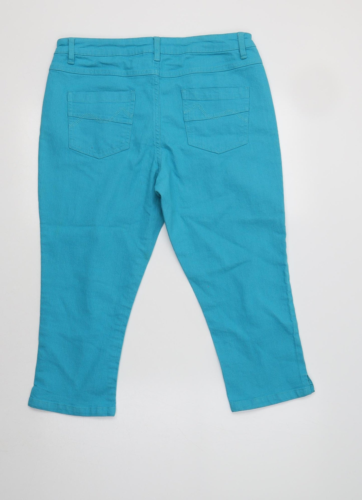Preworn Womens Blue  Cotton Cropped Trousers Size 12 L21 in Regular