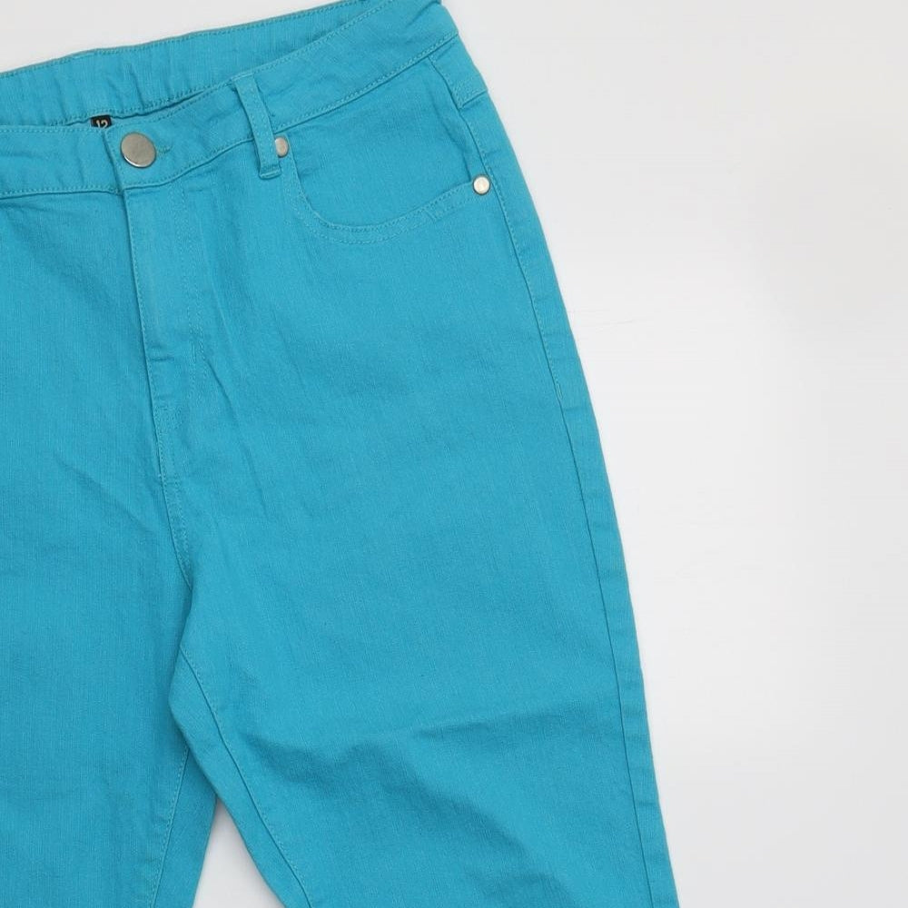 Preworn Womens Blue  Cotton Cropped Trousers Size 12 L21 in Regular
