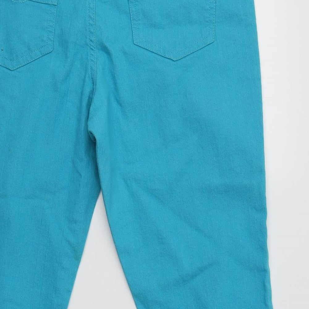 Preworn Womens Blue  Cotton Cropped Trousers Size 12 L21 in Regular