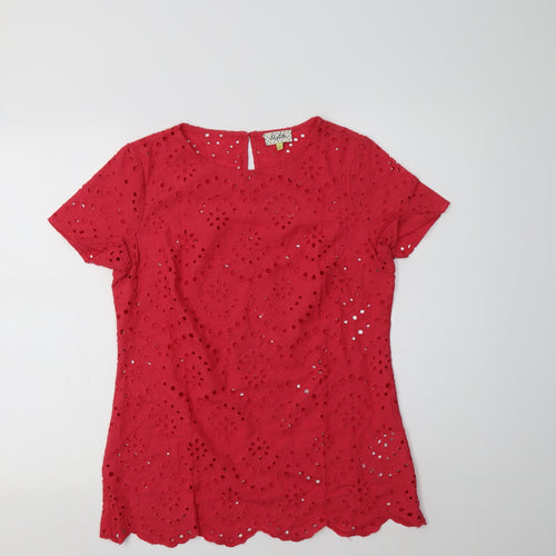 Hayton Womens Pink  Cotton Basic Blouse Size 10 Crew Neck