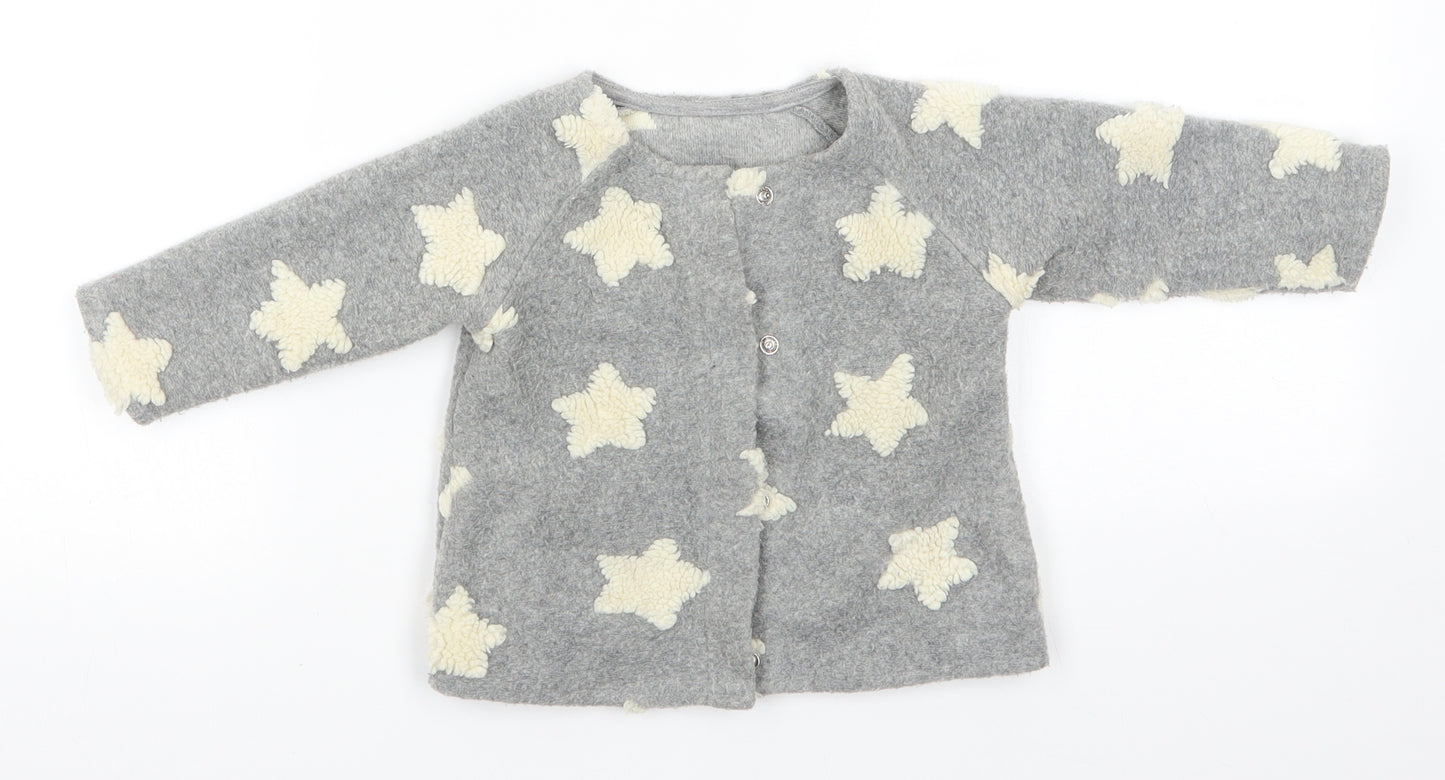 Matalan Girls Grey  Polyester Cardigan Jumper Size 9-12 Months   - Star Print