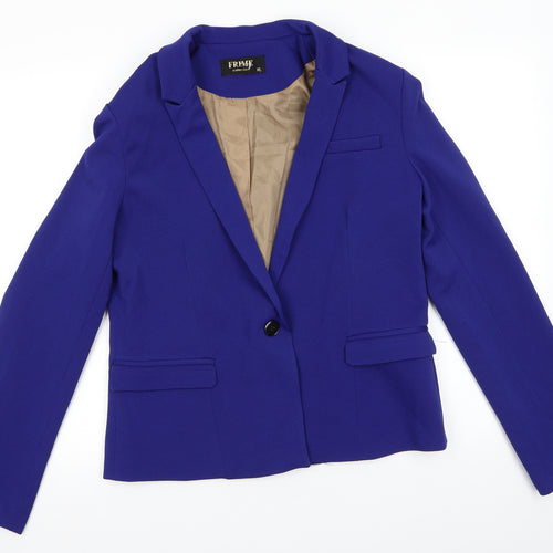 Frime Collection Womens Blue  Polyester Jacket Suit Jacket Size XL   - Mid Blue