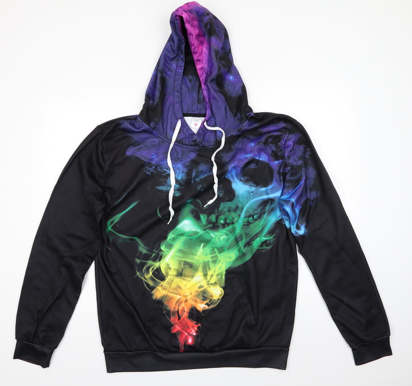 Preworn Mens Black  Polyester Pullover Hoodie Size XL   - Multi pattern Skull