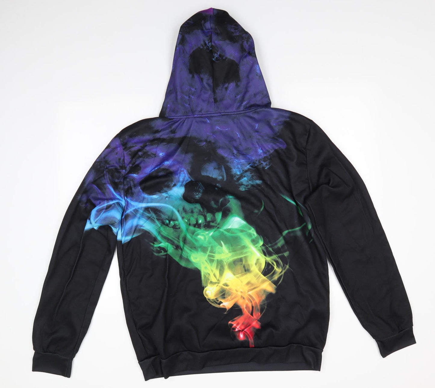 Preworn Mens Black  Polyester Pullover Hoodie Size XL   - Multi pattern Skull