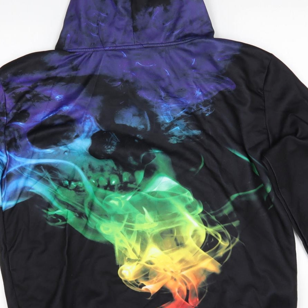 Preworn Mens Black  Polyester Pullover Hoodie Size XL   - Multi pattern Skull