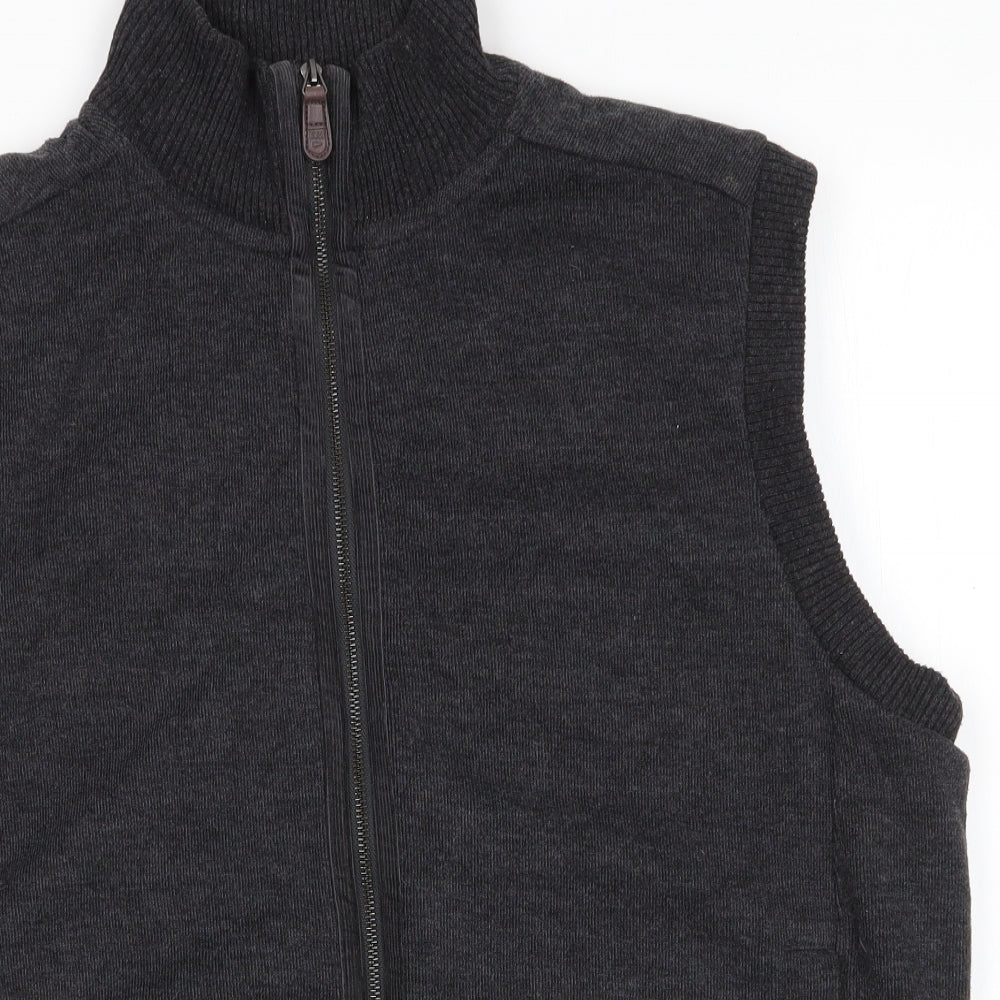 Blue Harbour Mens Grey   Gilet Waistcoat Size L   - Knitted Gilet Charcoal Grey
