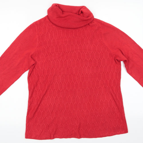 Bonmarché Womens Orange Roll Neck  Acrylic Pullover Jumper Size 12   - Honeycomb knit